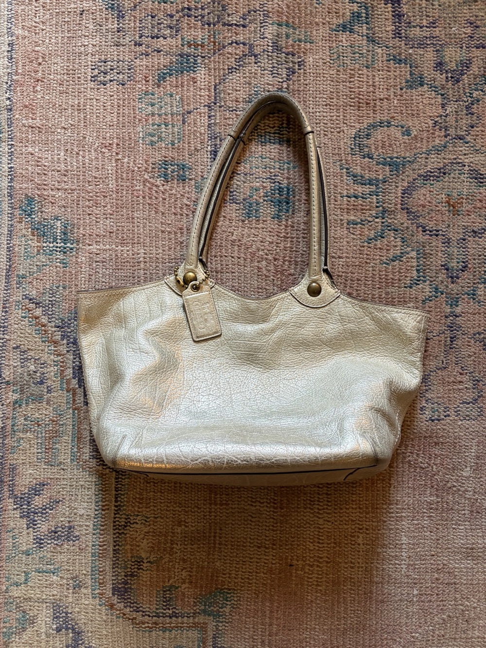 Coach Metallic Gold Leather Shoulder Tote